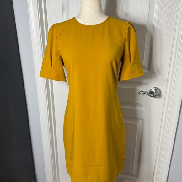 Bundle: TWO Gorgeous Shift Dresses - Hot Pink and Mustard Yellow - Sz 6 - Picture 3 of 4